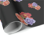  bloemen rode rozen en bloesems met roos bloem cadeaupapier (Rol Hoek)