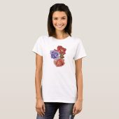  bloemen rode rozen en bloesems met roos bloem t-shirt (Voorkant volledig)