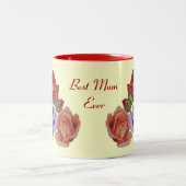  bloemen rode rozen en bloesems met roos bloem tweekleurige koffiemok (Center)