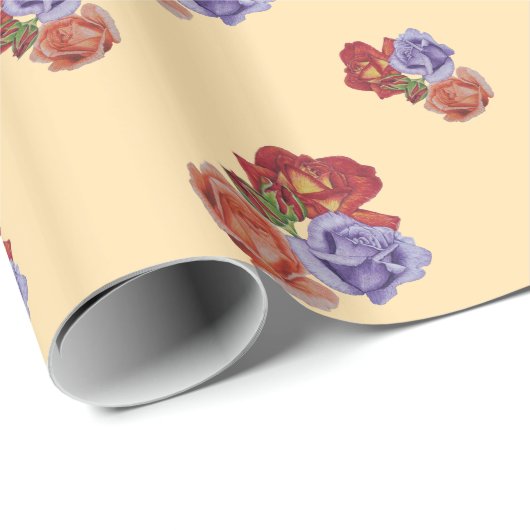 bloemen rode rozen en rozen bloemen bloemen cadeaupapier (Rol Hoek)