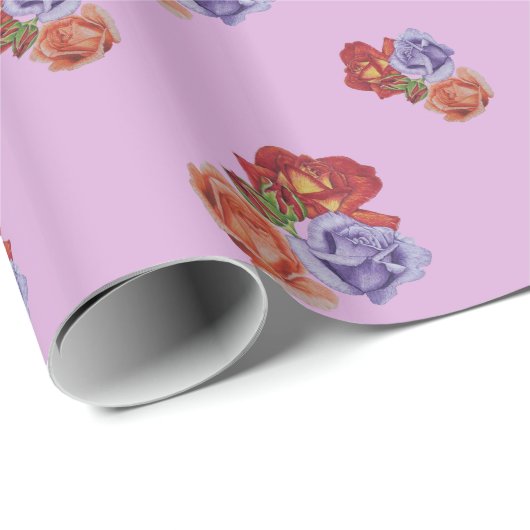 bloemen rode rozen en rozen bloemen bloemen cadeaupapier (Rol Hoek)