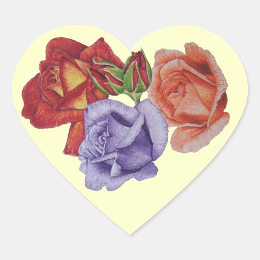 bloemen rode rozen en rozen bloemen bloemen hart sticker (Voorkant)