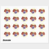 bloemen rode rozen en rozen bloemen bloemen ronde sticker (Vel)
