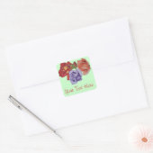 bloemen rode rozen en rozen bloemen bloemen vierkante sticker (Envelop)