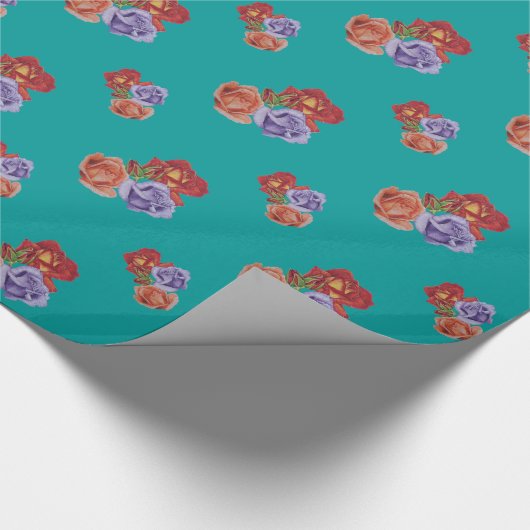 bloemen rode rozen en rozen buisjes bloem cadeaupapier (Hoek)