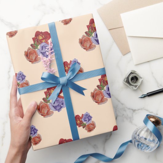 bloemen rode rozen en rozen buisjes bloem cadeaupapier (Geschenken)