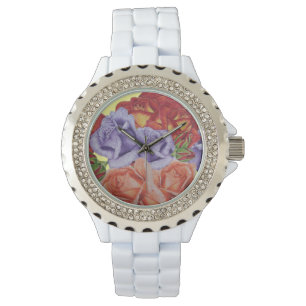 bloemen rode rozen en rozen buisjes bloem horloge