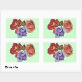 bloemen rode rozen en rozen buisjes bloem rechthoekige sticker (Vel)