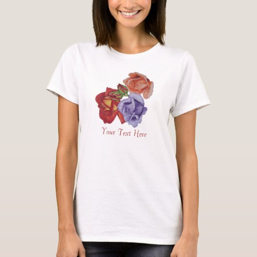bloemen rode rozen en rozen buisjes bloem t-shirt (Voorkant)