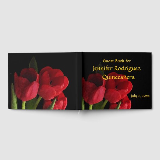 Bloemen Rode Tulp Bloemen Quinceañera Gastboek Gastenboek (Volledig)