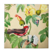  Bloemen Rode Vogel Backsplash Tegeltje (Voorkant)