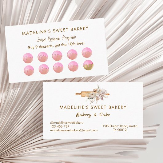 Bloemen Rolling Pin Bakery Flat Loyalty Kaart