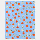 Bloemen Romance (blauwe achtergrond) Fleece Deken (Voorkant)
