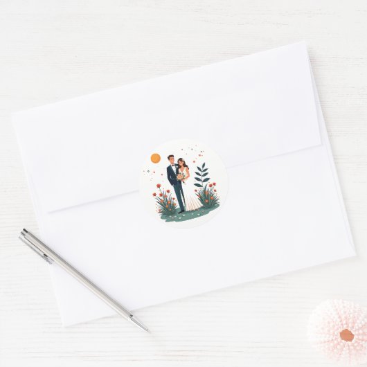 Bloemen Romance bruiloft stickers (Envelop)