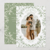 Bloemen Romance Chinoiserie Classic Love Sage Gree Save The Date (Voorkant / Achterkant)