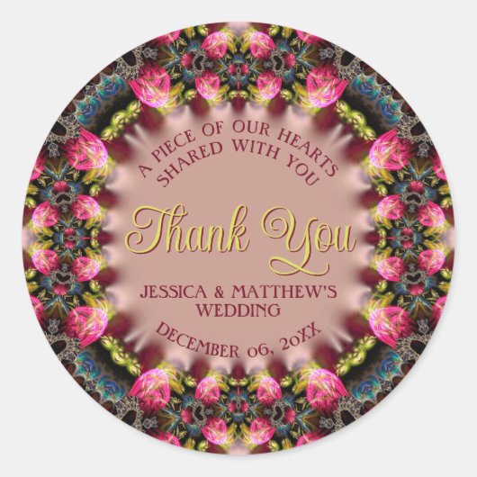  Bloemen Romance Huwelijksgunst Ronde Sticker (Voorkant)