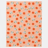Bloemen Romance (perzik achtergrond) Fleece Deken (Voorkant)