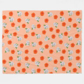 Bloemen Romance (perzik achtergrond) Fleece Deken (Voorkant (Horizontaal))