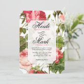  Bloemen Romance Roze Rozen bruiloft Kaart (Staand voorkant)