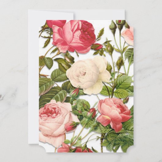  Bloemen Romance Roze Rozen bruiloft Kaart (Achterkant)