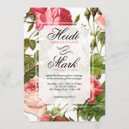 Bloemen Romance Roze Rozen bruiloft Kaart