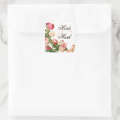  Bloemen Romance Roze Rozen | wit Vierkante Sticker (Tas)