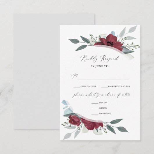 Bloemen Romance RSVP Kaartje (Voorkant / Achterkant)