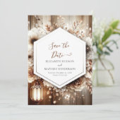 Bloemen romance rustieke bruiloft save the date (Staand voorkant)