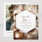 Bloemen romance rustieke bruiloft save the date (Voorkant / Achterkant)