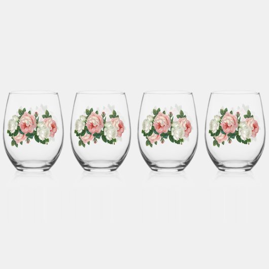 Bloemen Romance Wijnglas Zonder Voet (Voorkant)