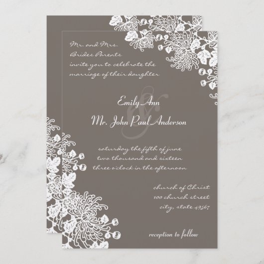  bloemen Romantic Rustic Wedding Invites Kaart (Voorkant / Achterkant)