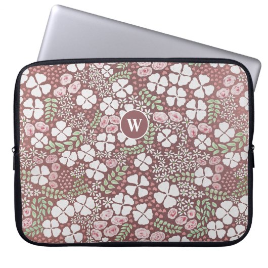 Bloemen Romantisch Blush Rozen Witte bloemen Laptop Sleeve (Voorkant)