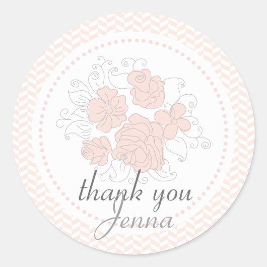 Bloemen Romantisch Roze Dank u Label (Voorkant)