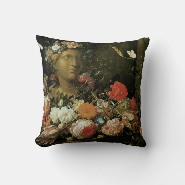Bloemen rond een klassieke buste kussen (Voorkant)