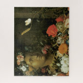 Bloemen rond een klassieke buste legpuzzel (Verticaal)