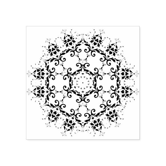 Bloemen rond silhouet kunst stempel (Afrduk)