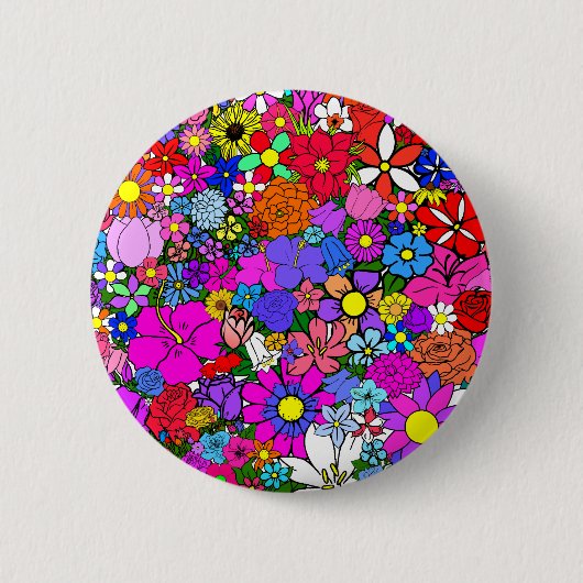 Bloemen Ronde Button 5,7 Cm (Voorkant)