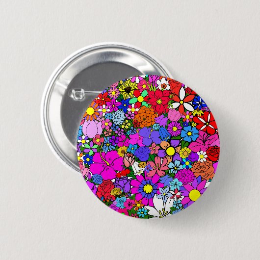 Bloemen Ronde Button 5,7 Cm (Voorkant /achterkant)