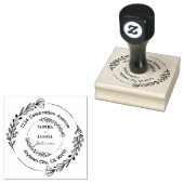 Bloemen Ronde Krans Bruiloft Retouradres Rubberstempel (Gestempeld)