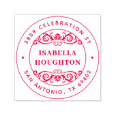 Bloemen Ronde Naam Retouradres Zelfinktende Stempel (Design)