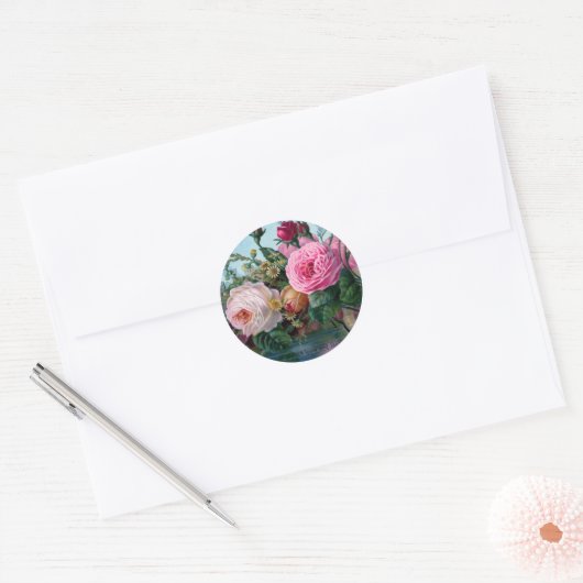 Bloemen Ronde Sticker (Envelop)
