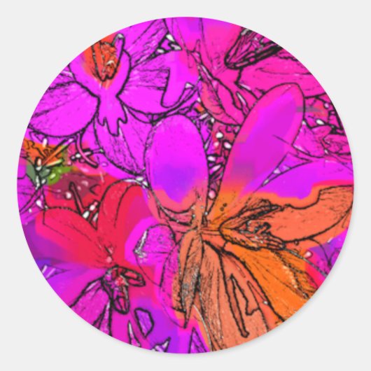 BLOEMEN RONDE STICKER (Voorkant)