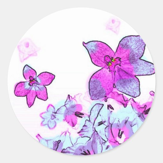 Bloemen Ronde Sticker (Voorkant)