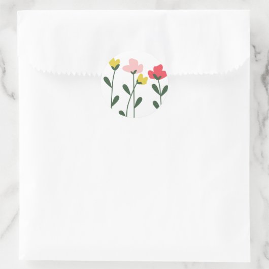 Bloemen Ronde Sticker (Tas)