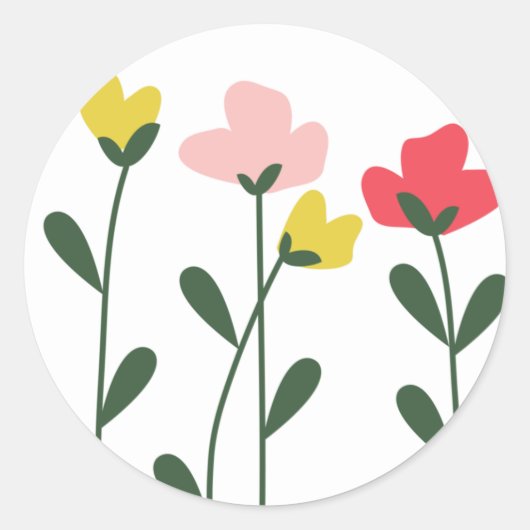Bloemen Ronde Sticker (Voorkant)