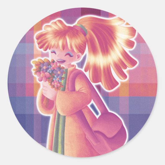 Bloemen Ronde Sticker (Voorkant)