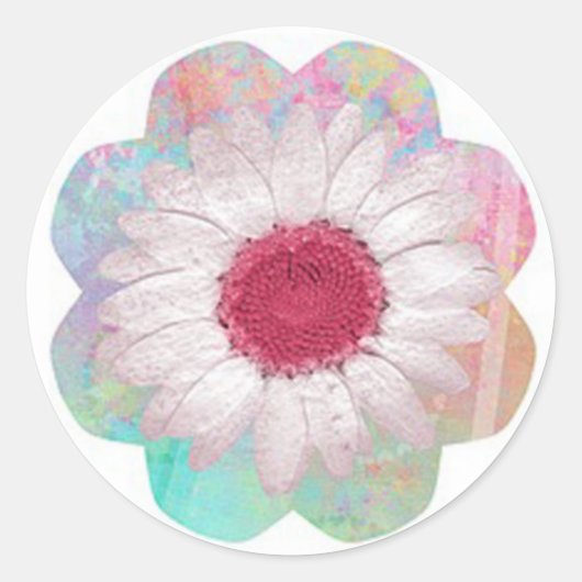 Bloemen Ronde Sticker (Voorkant)