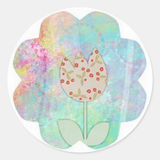 Bloemen Ronde Sticker (Voorkant)