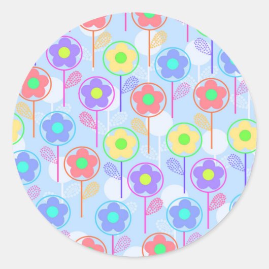 Bloemen Ronde Sticker (Voorkant)