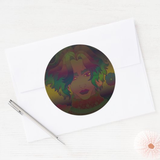 Bloemen Ronde Sticker (Envelop)